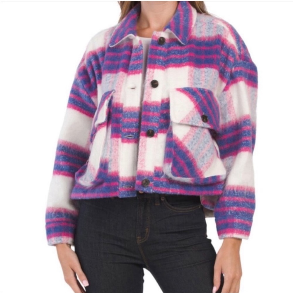 Plaid Cropped Shacket Jacket